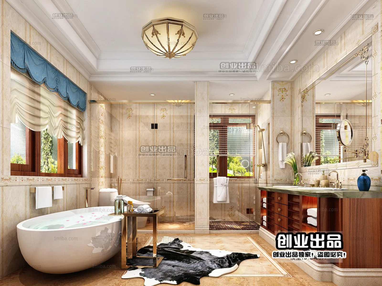 Bathroom 3D Interior Scene Model - European Style - 018