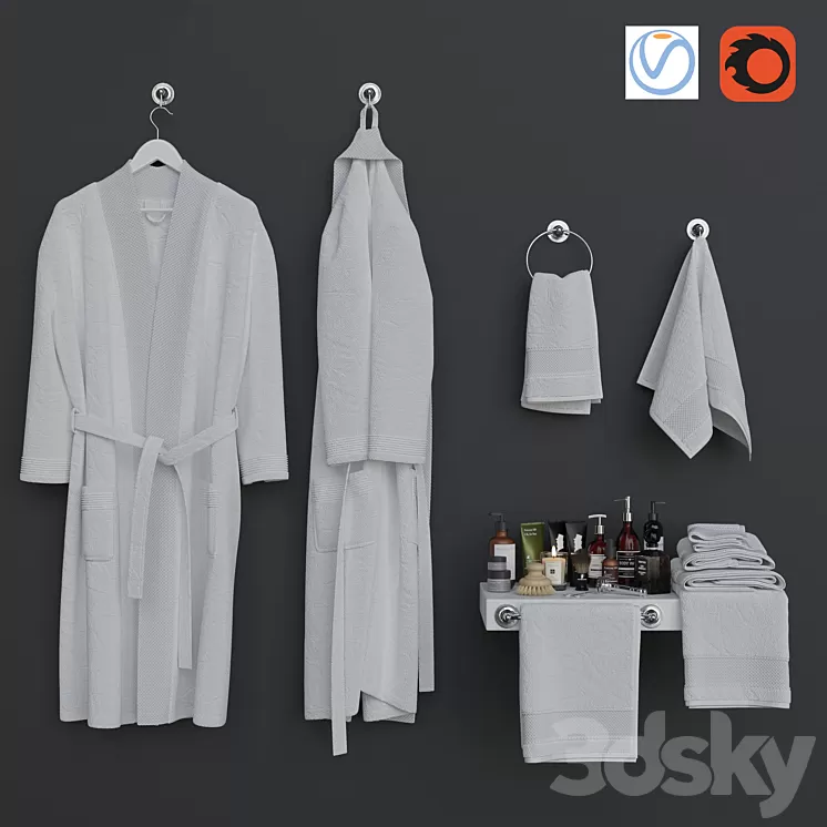 Bathroom 6 decorative set 3D Model