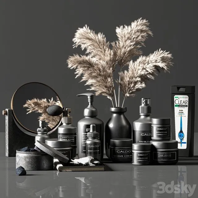 Bathroom accessories.18 with pampas grass 3D Model