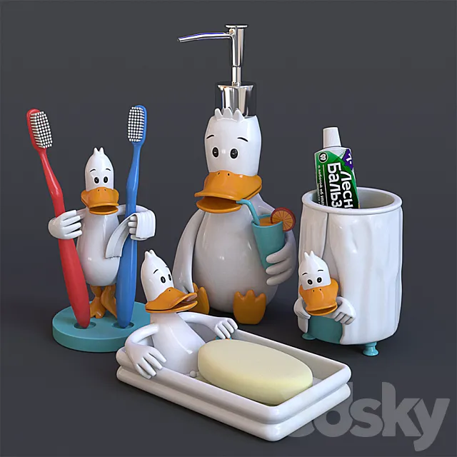 Bathroom accessories set 3D Model