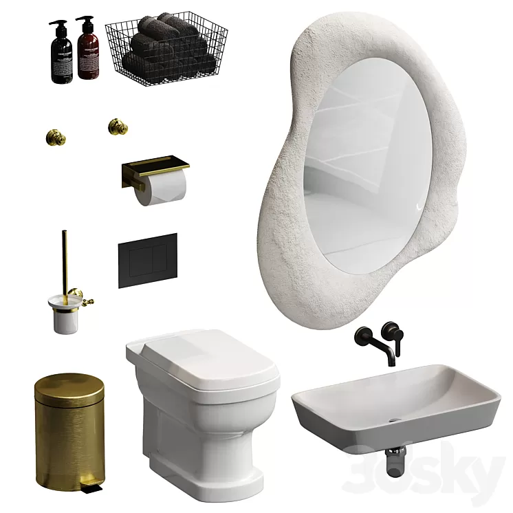 Bathroom accessories set 3D Model Free