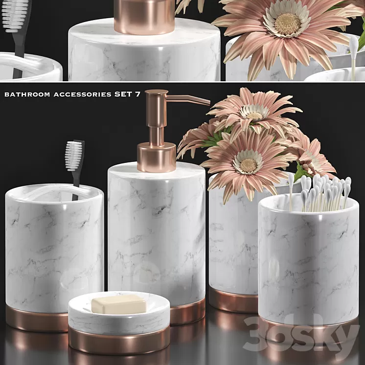 bathroom accessories set 7 3D Model