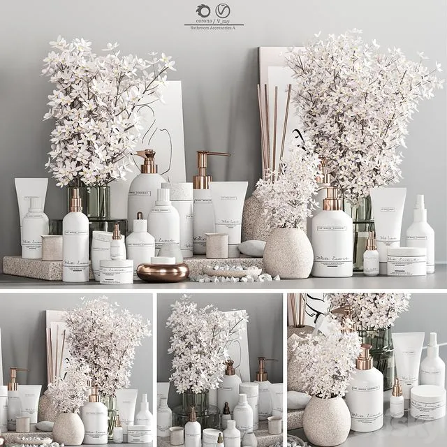 Bathroom Accessories with Plant A 3D Model