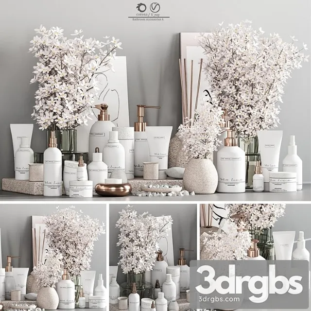 Bathroom Accessories with Plant A 3D Model Free