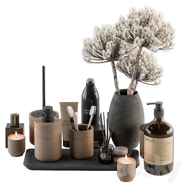 Bathroom accessory Set with Bouquet Set 19 3DModel