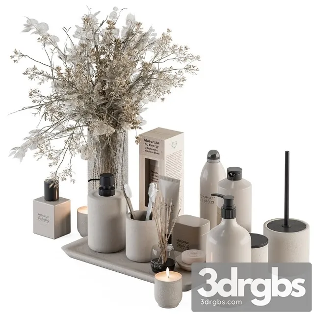 Bathroom Accessory Set with Dried Plants Set 20 3D Model Free