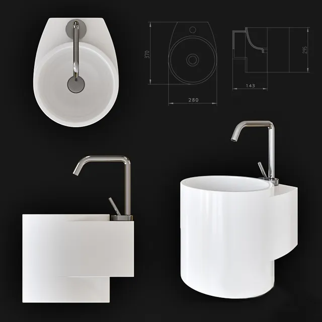 bathroom - AeT Italia Tube Sink 3D Model