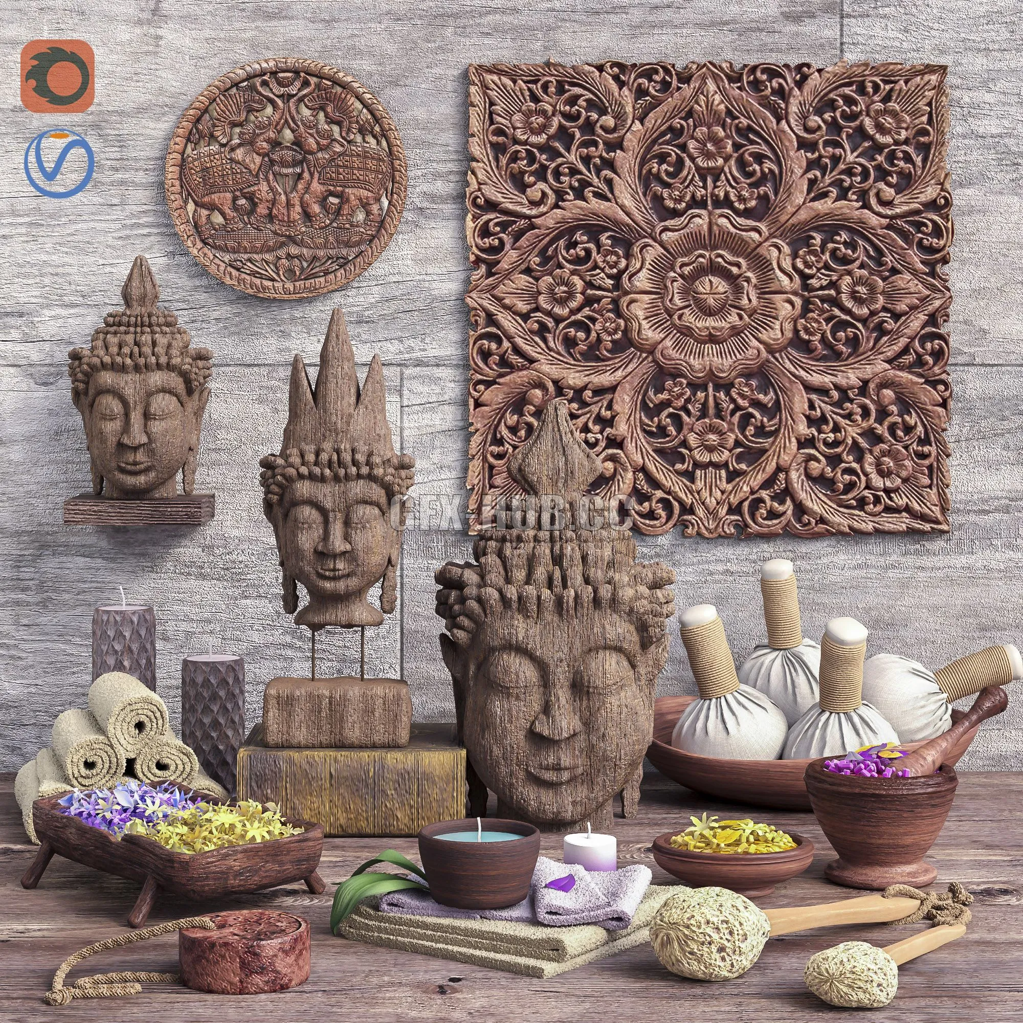 Bathroom and spa set 3D Model