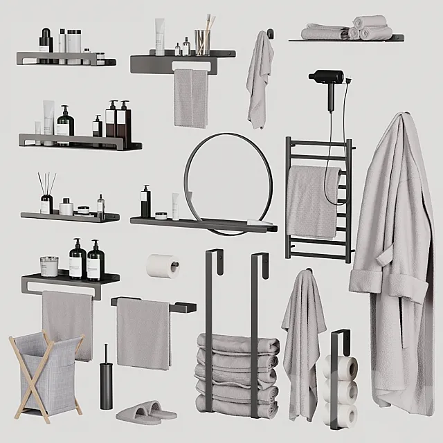 Bathroom and toilet accessories set 3D Model