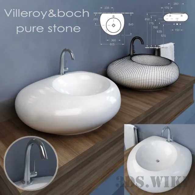 bathroom - Basin Villeroy & Boch Pure stone 60 cm 3D Model