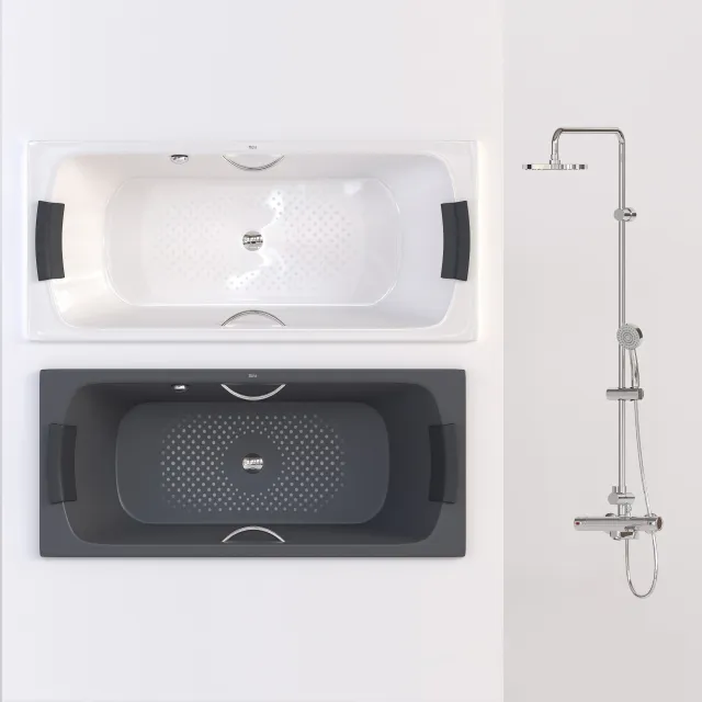 bathroom - Bath Roca Lun and Shower set Victoria - T 3D Model