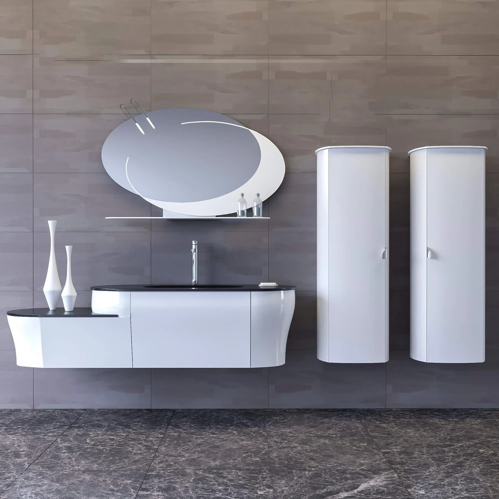 bathroom - Bathroom furniture 02 BMT Calypso + Mixer Bossini 3D Model