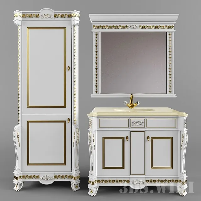 bathroom - Bathroom furniture Misty Manuela Gold 105 3D Model