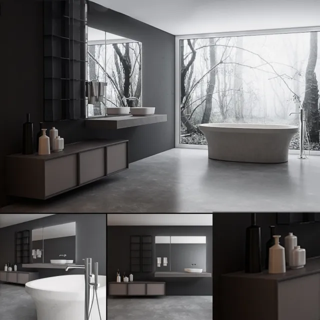 bathroom - Bathroom furniture set Bespoke 3D Model