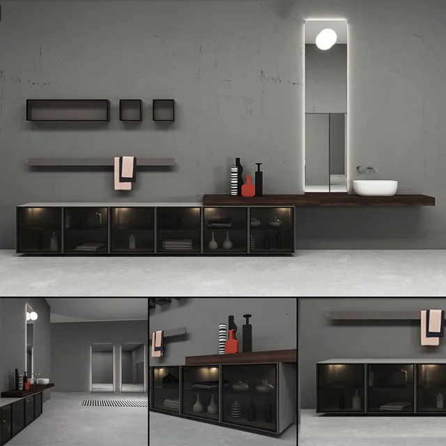 bathroom - Bathroom furniture set Bespoke 4 3D Model