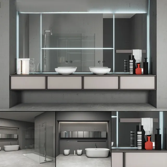 bathroom - Bathroom furniture set Bespoke 5 3D Model