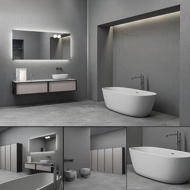 bathroom - Bathroom furniture set Bespoke 6 3D Model