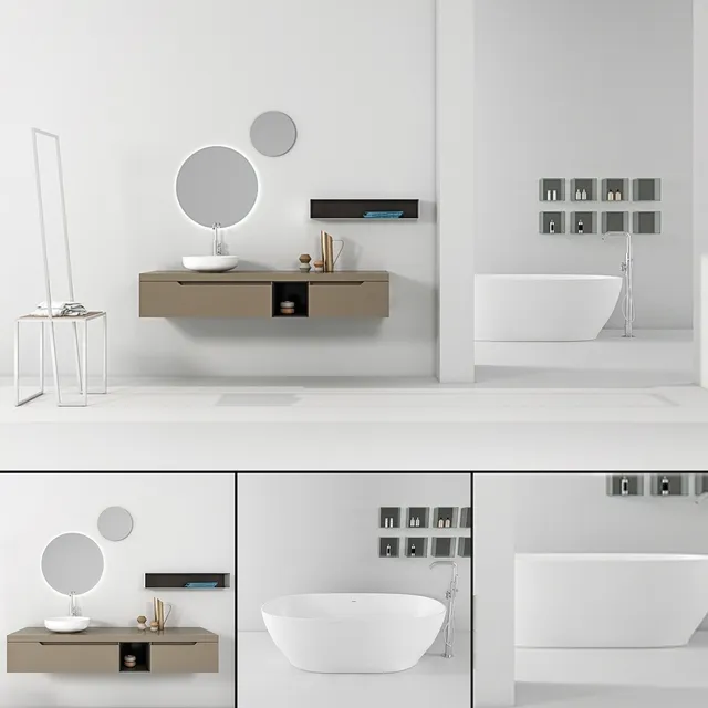 bathroom - Bathroom furniture set Gold 3 3D Model