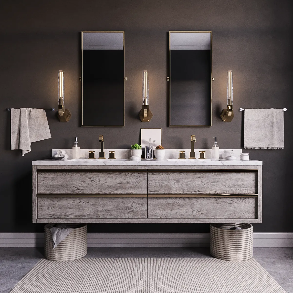bathroom - Bathroom furniture set Lunaria 02 3D Model