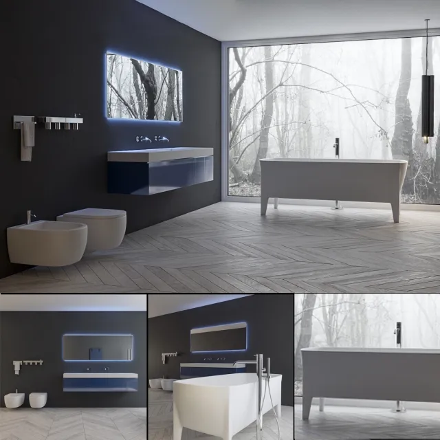 bathroom - Bathroom furniture set Lunaria 3D Model