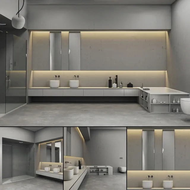 bathroom - Bathroom furniture set Piana 2 3D Model