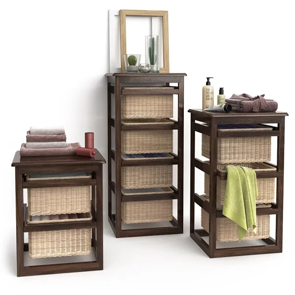 bathroom - Bathroom furniture with baskets model Laundry wenge 2 3D Model