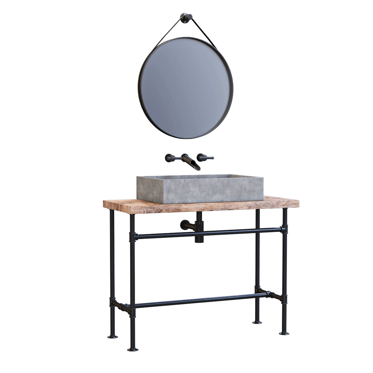 bathroom - Bathroom set in loft style 3D Model