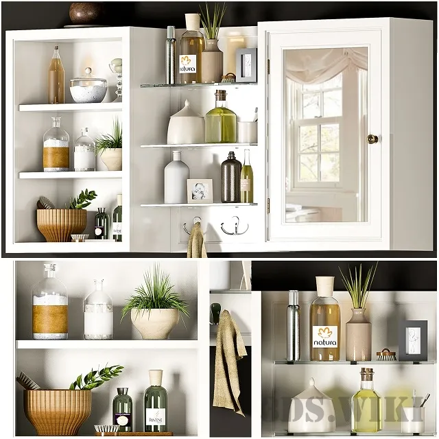 bathroom - Bathroom set - shelves with accessories 3D Model
