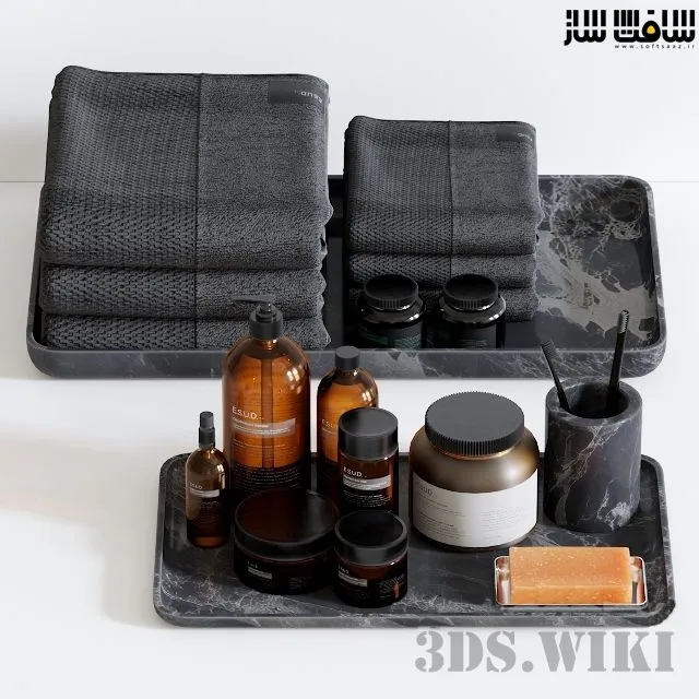 bathroom - Bathroom set with red bathrobe 3D Model