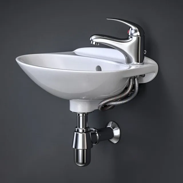 bathroom - Bathroom sink with faucet 3D Model