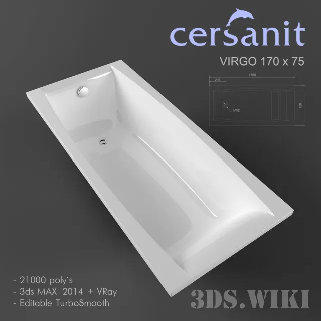 bathroom - Bathtub CERSANIT VIRGO 1700x750mm 3D Model