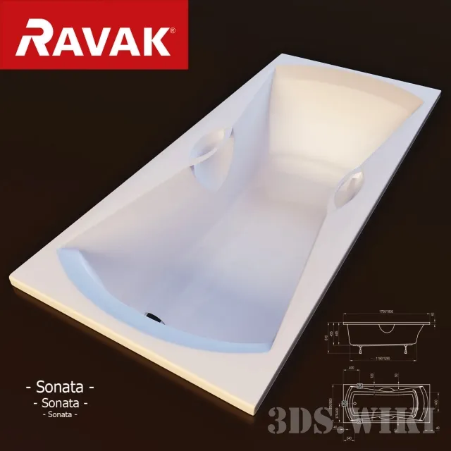 bathroom - Beautiful rectangular bathtub Sonata 3D Model