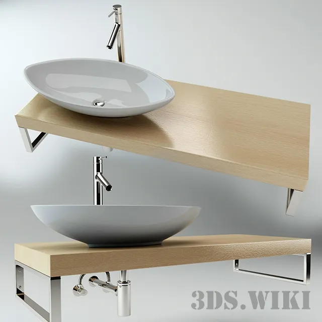 bathroom - Beautiful Wall Mounted Washbasin 3D Model