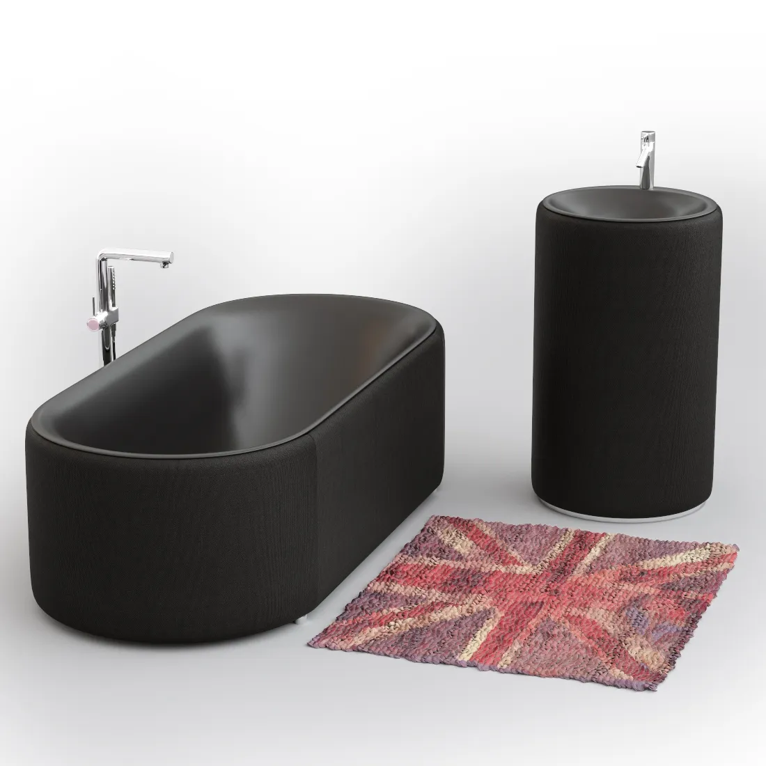 bathroom - Black bath 3 3D Model