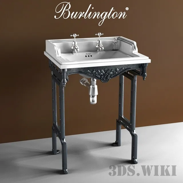 bathroom - Burlington T38 ALU B15 1TH classic washbasin and underframe 3D Model