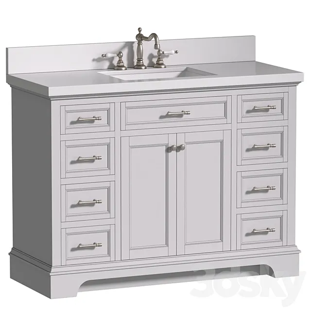 Bathroom Cabinet with a washbasin in a classic style. Bathroom furniture.Bathroom Sink Vanity 3D Model