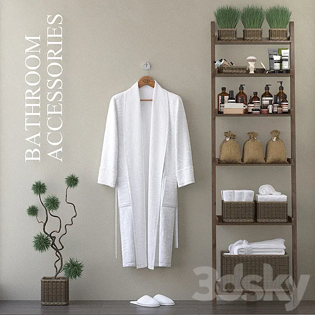 Bathroom cabinet with baskets. H-1900mm. 3D Model