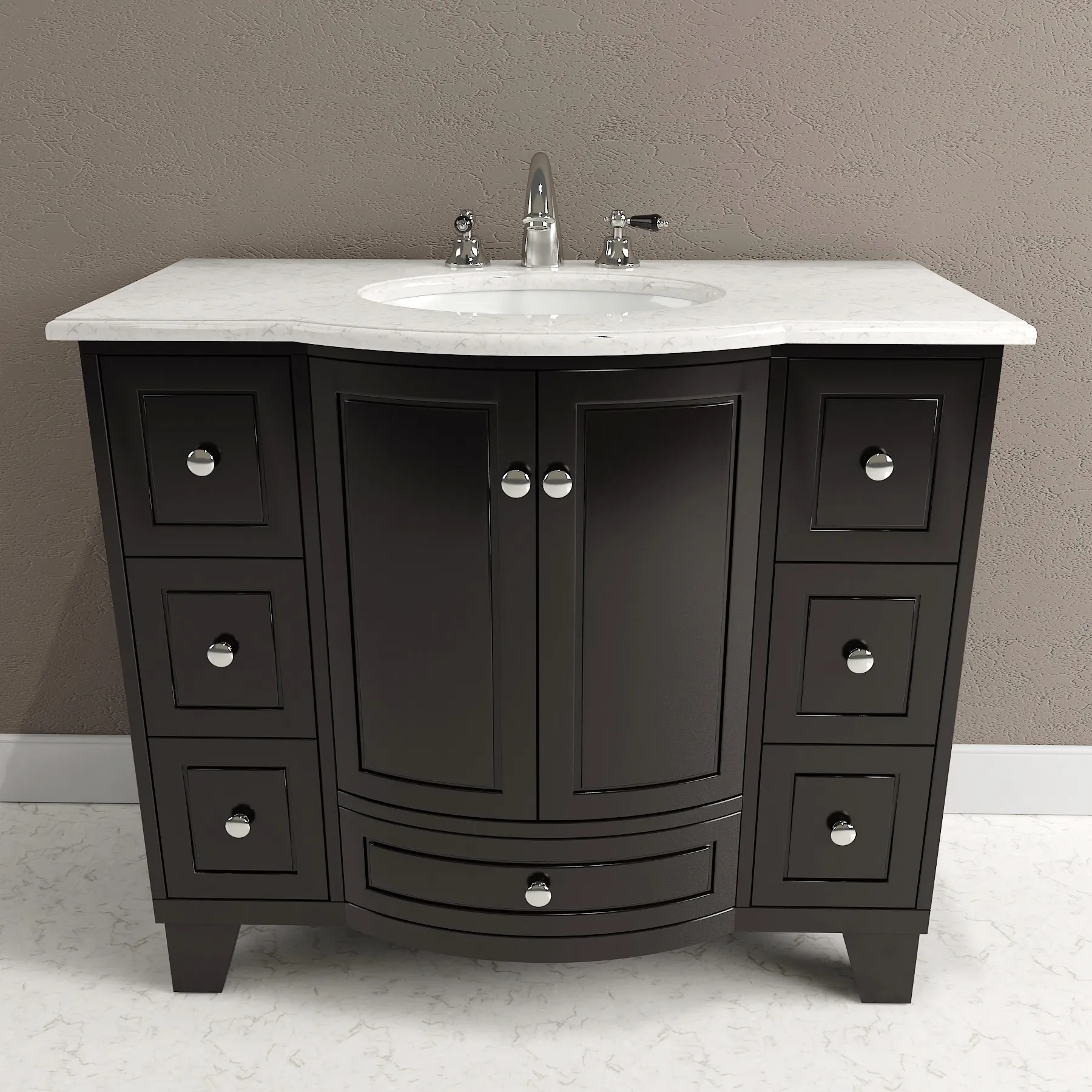 bathroom - Carrara marble washbasin 003 3D Model