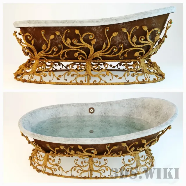 bathroom - Classic bath and forging 3D Model