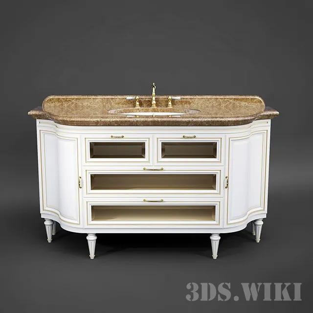 bathroom - Classic vanity unit with sink 3D Model