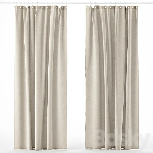 Bathroom curtain set 01 3D Model