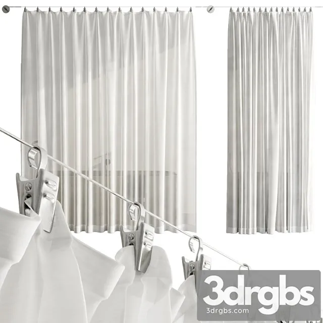 Bathroom Curtains Pinned By Clamp 3D Model Free
