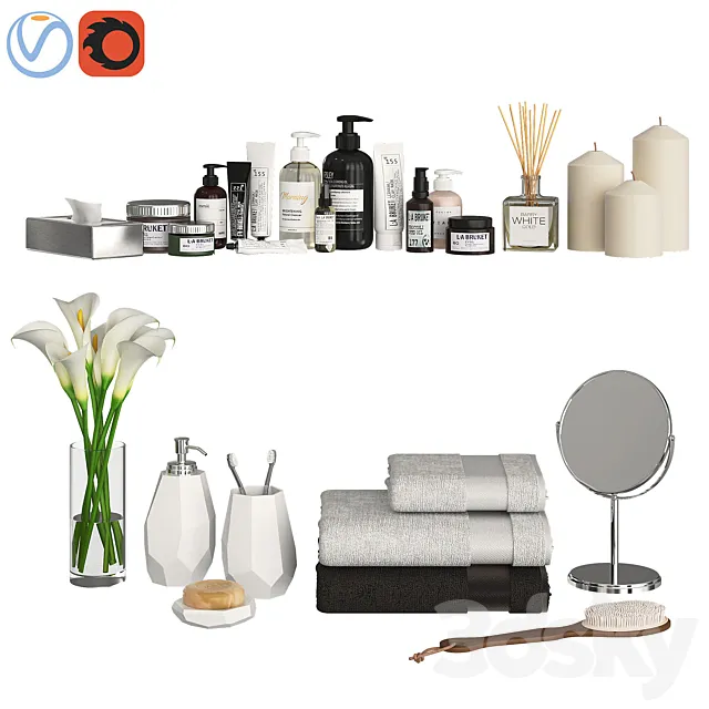 Bathroom Decor Accessories and Cosmetics 3DModel