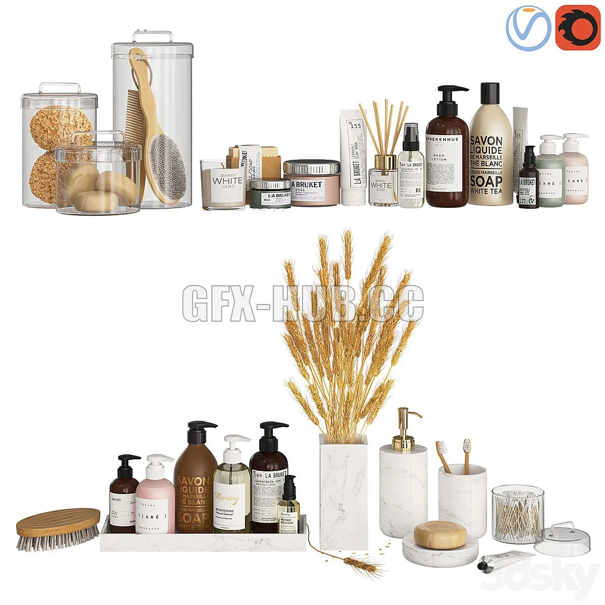 Bathroom Decor Accessories and Cosmetics - Light 3D Model