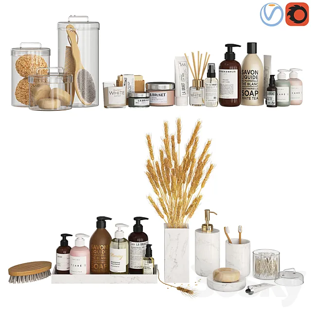 Bathroom Decor Accessories and Cosmetics - Light 3D Model