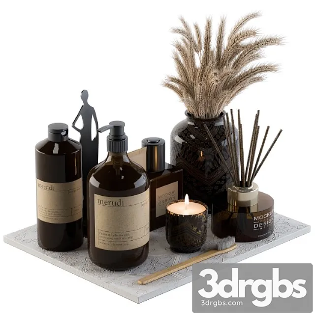 Bathroom Decor Set 04 Brown 3D Model Free