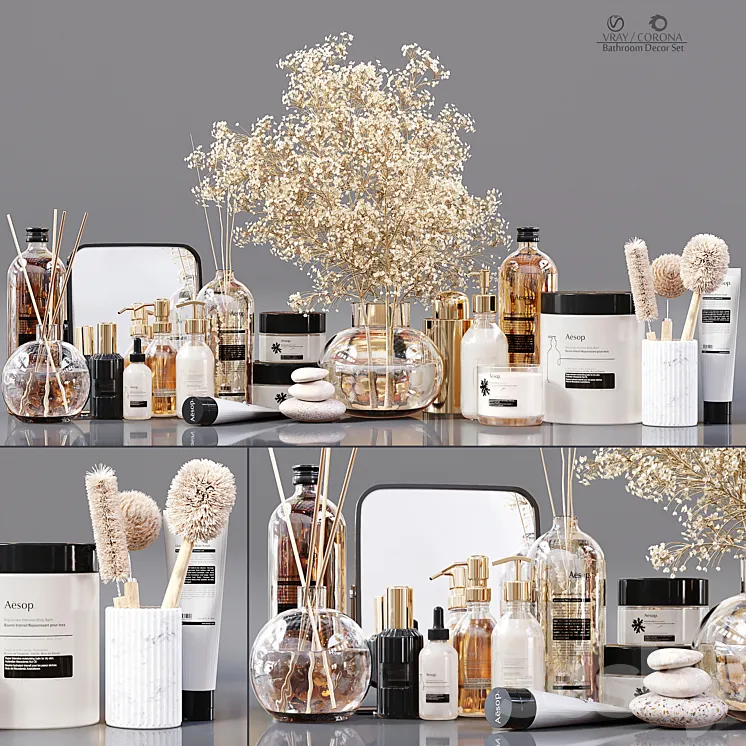 Bathroom Decor Set 3D Model Free