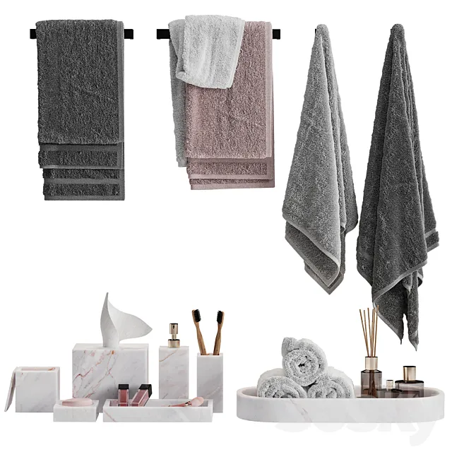 Bathroom decor towel set 19 3D Model