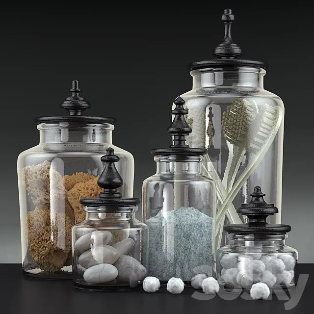 Bathroom decoration jars set 3DModel