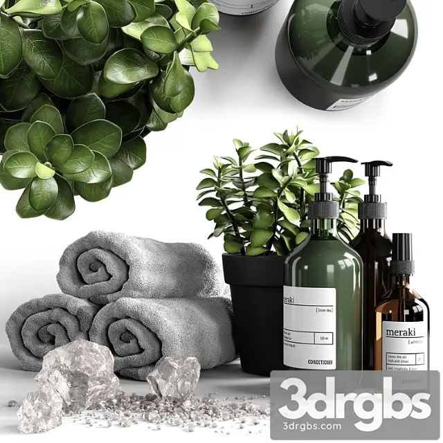 Bathroom Decorative Set With Salt 3D Model Free